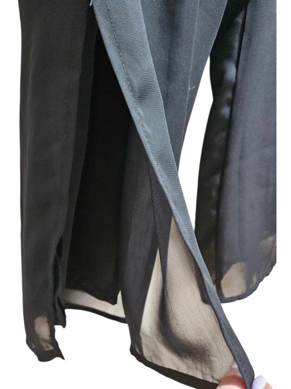 VTG Tradition Black Chiffon Split Palazzo Pants High Slit Wide Leg Size XL - Picture 4 of 9